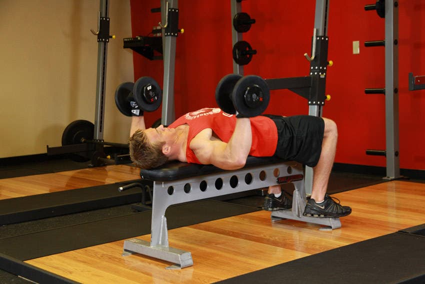 Dumbbell bench press: Bottom