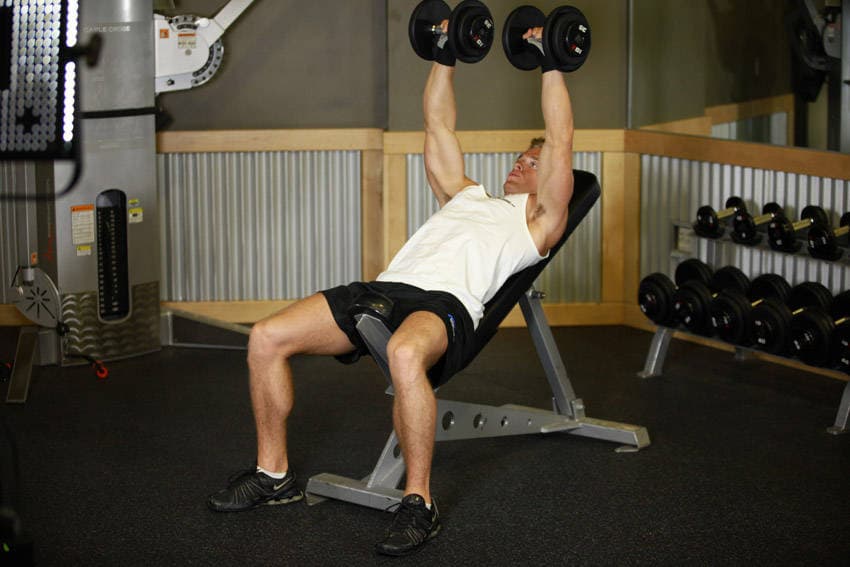 Incline dumbbell press: Top