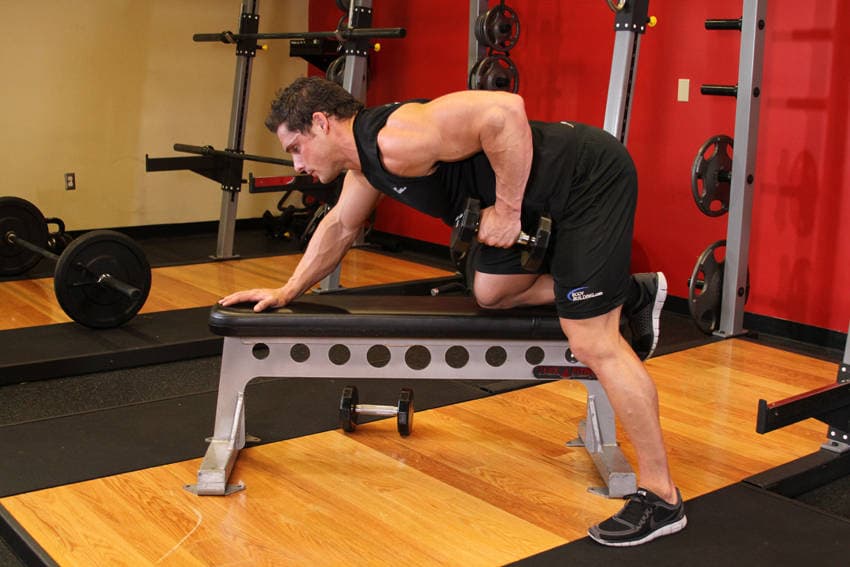 One-arm dumbbell row: Dumbbell up