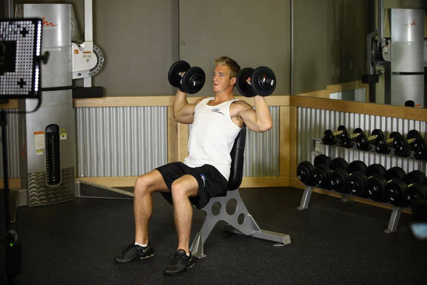 Seated dumbbell shoulder press: Bottom