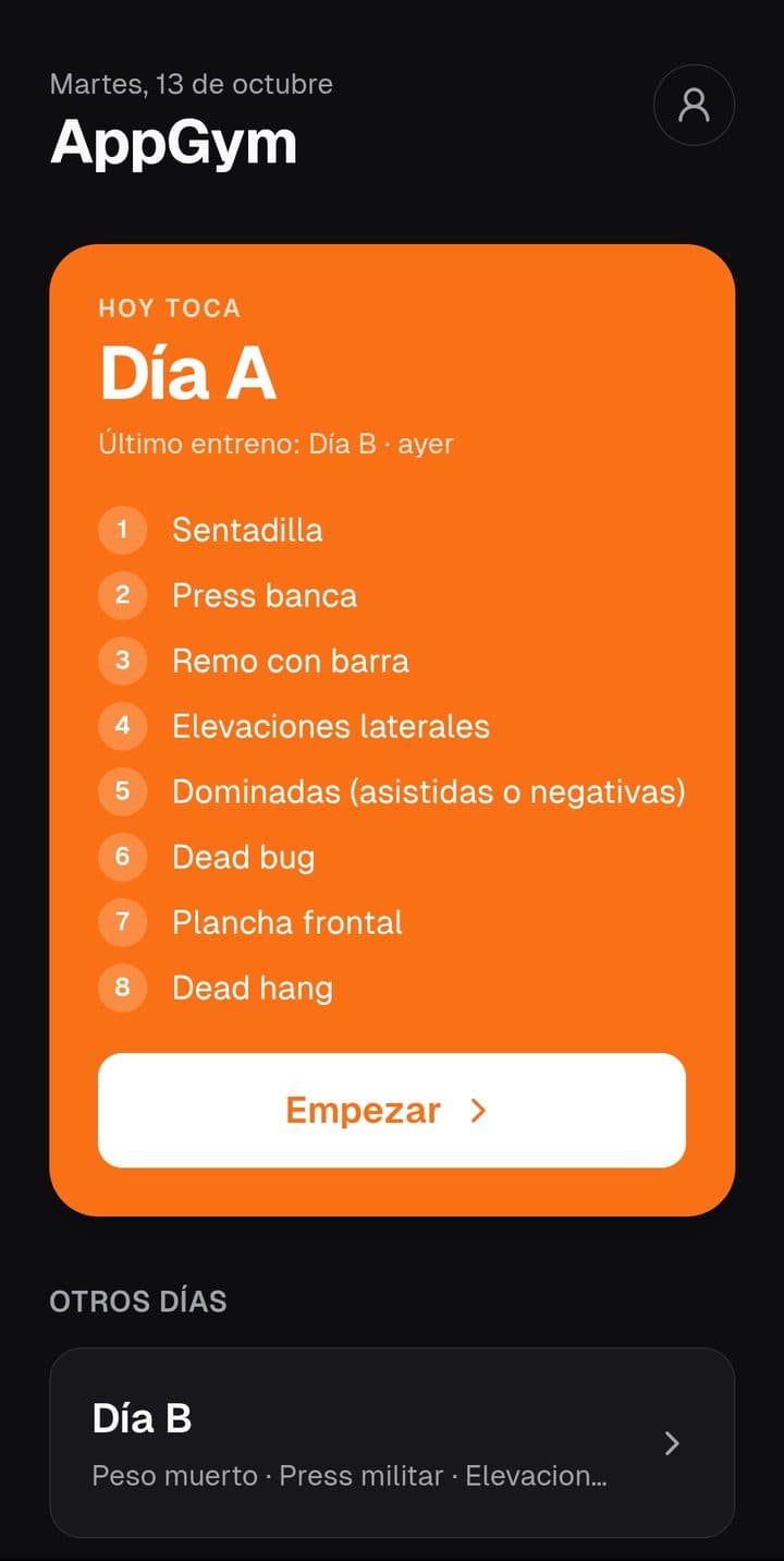 Tu día de entrenamiento, listo para empezar